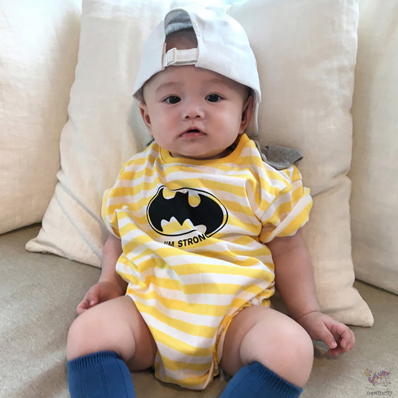 Bộ Áo Liền Quần Ngắn Tay Kẻ Sọc Hàn Quốc Cho Bé Trai Và Bé Gái