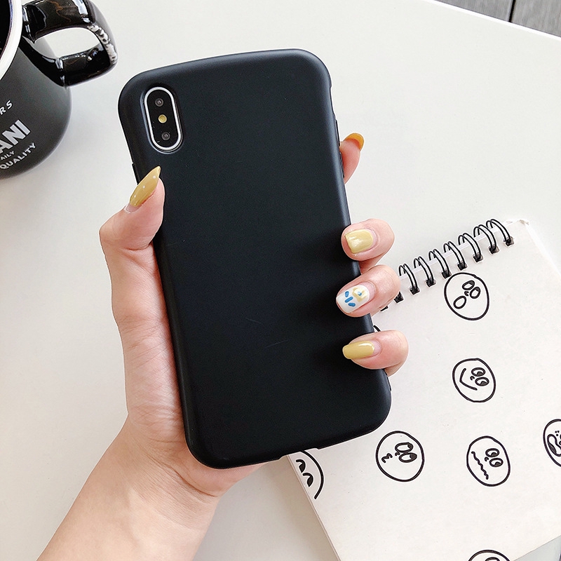 Ốp điện thoại màu trơn đơn giản có đường cong cho iPhone6plus 78plus ixs max | BigBuy360 - bigbuy360.vn