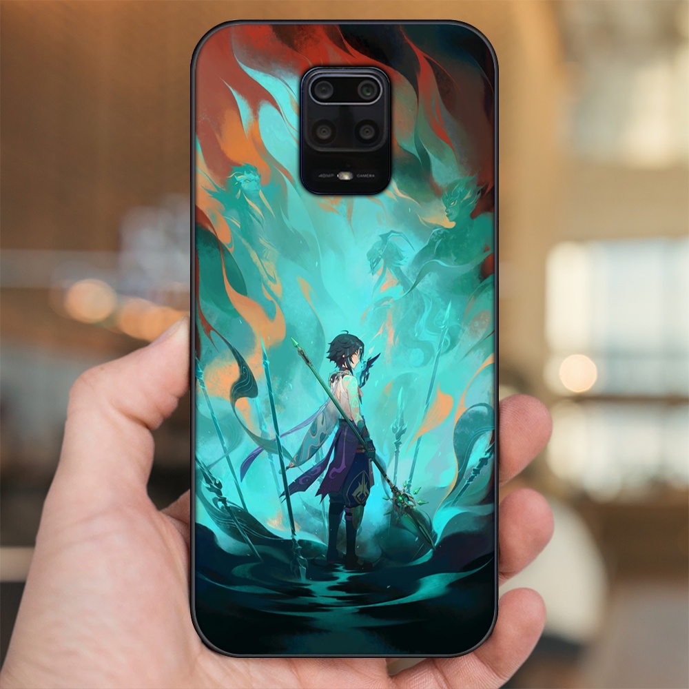 Ốp lưng Xiaomi Redmi Note 9s, Note 9 Pro viền đen in hình Xiao Genshin Impact