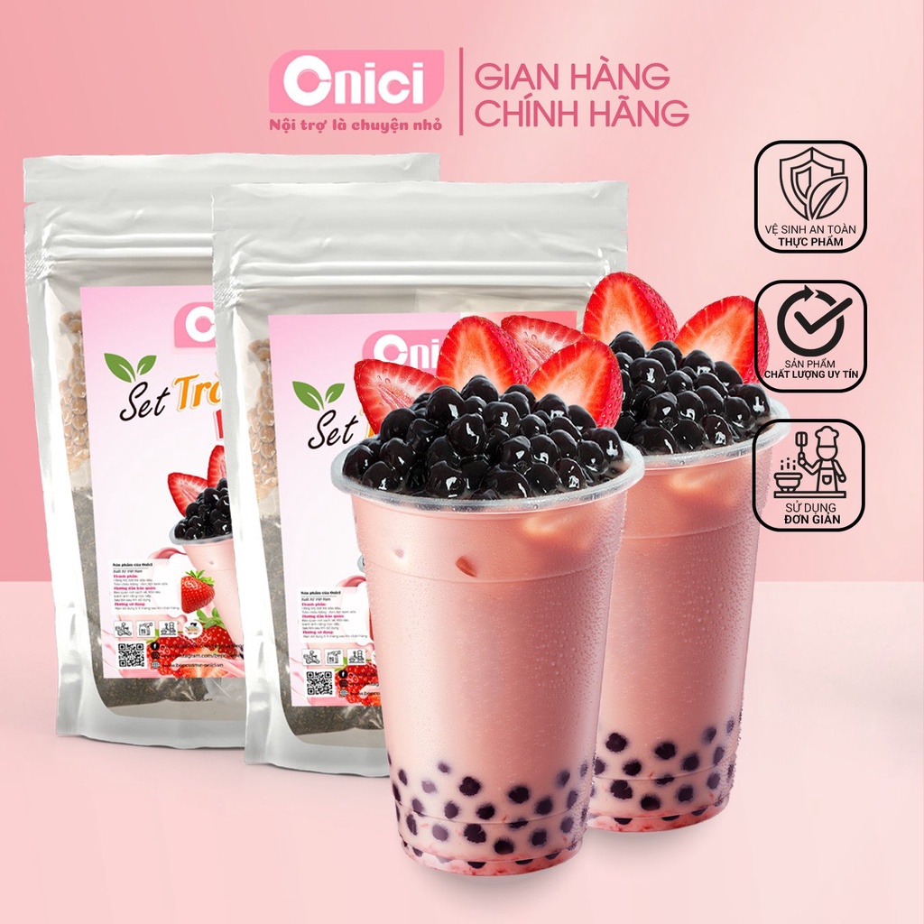 Set nguyên liệu pha trà sữa dâu, sầu riêng, xoài BẾP CỦA MẸ ONICI thành phẩm 30 35 ly