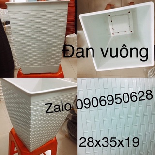 chậu nhựa đan vuông 28 (có dĩa lót)
