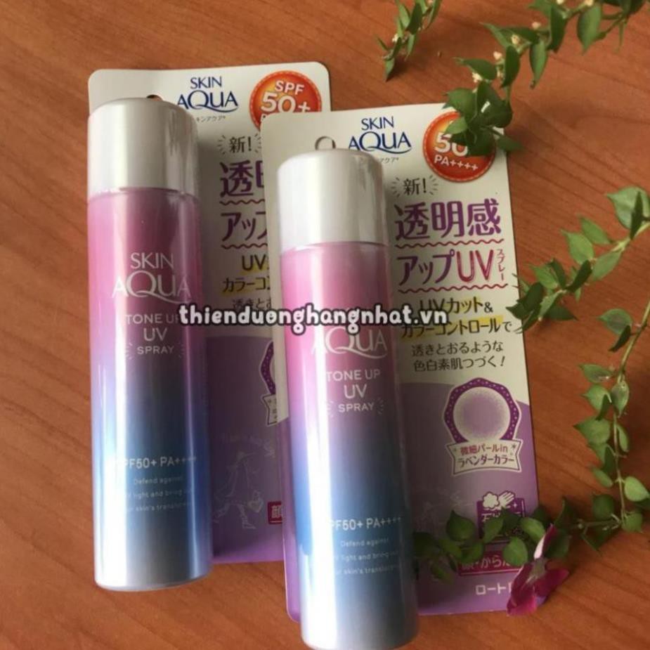 [ HÀNG AUTH] Xịt Chống Nắng Nâng Tông Da Skin Aqua Tone Up UV Spf50+PA++++ - 70g Kem Chống Nắng Tone Up Skin Aqua