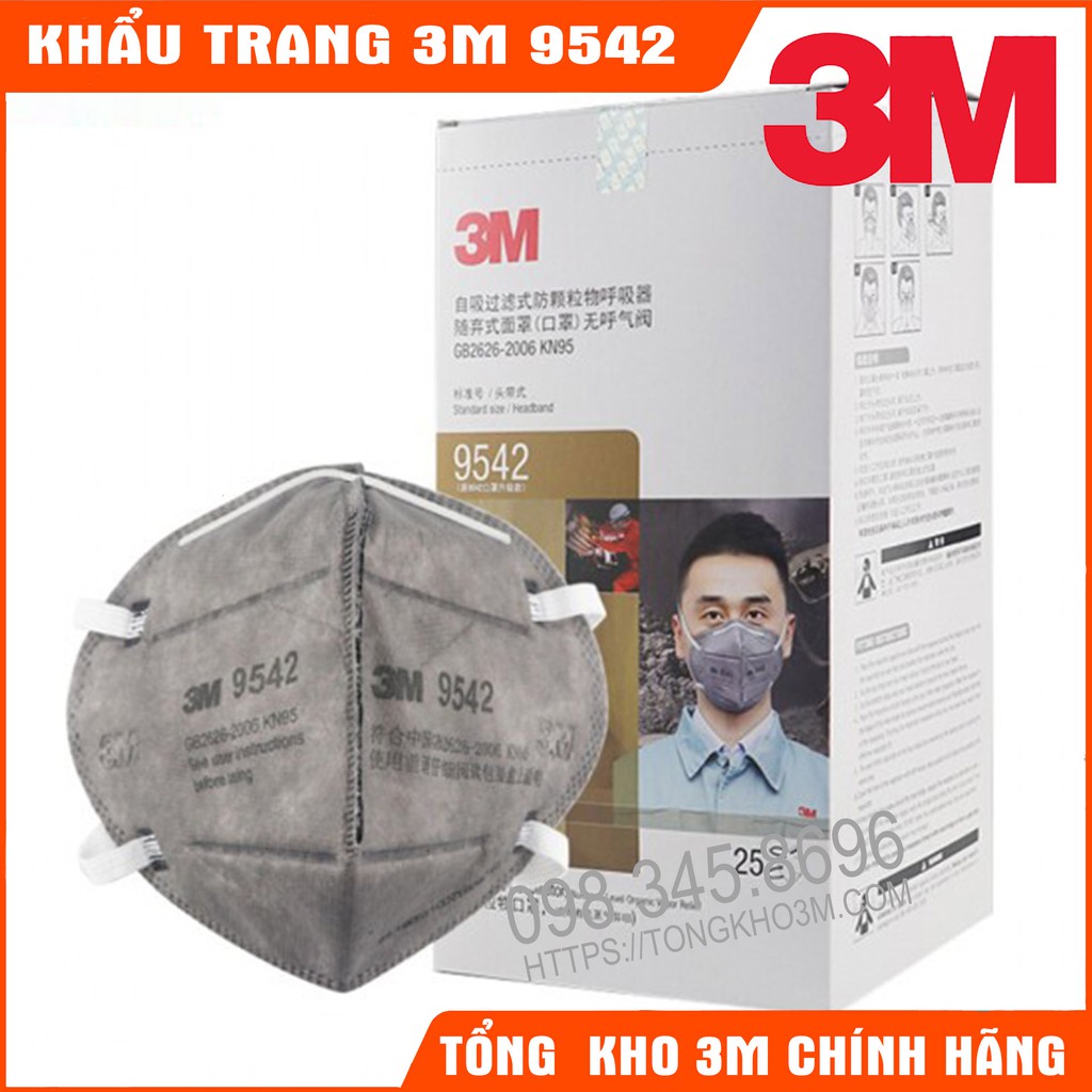 Khẩu Trang 3M 9541/9542 KN95 Lọc Ít Nhất 95% Bụi Mịn Và Hóa Chất