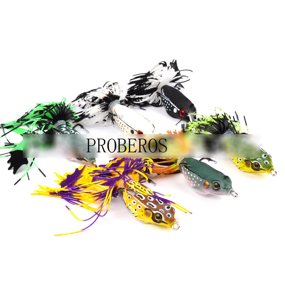 Soft Jump Frog Sea Fishing Lure 50mm/7.7g Tassels Barbed Hook Bait Topwater Bait