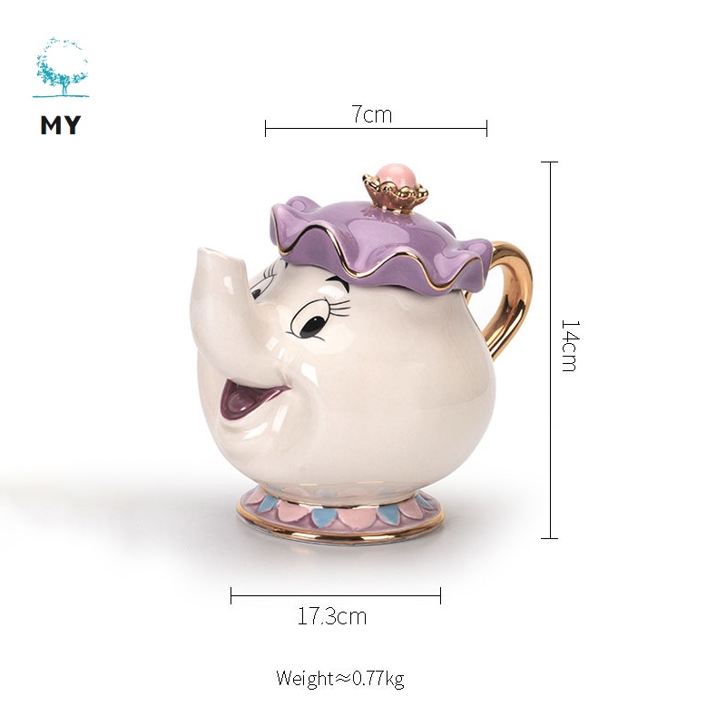 Set ấm trà bằng gốm họa tiết người đẹp và quái vật 3d độc đáo dễ thương