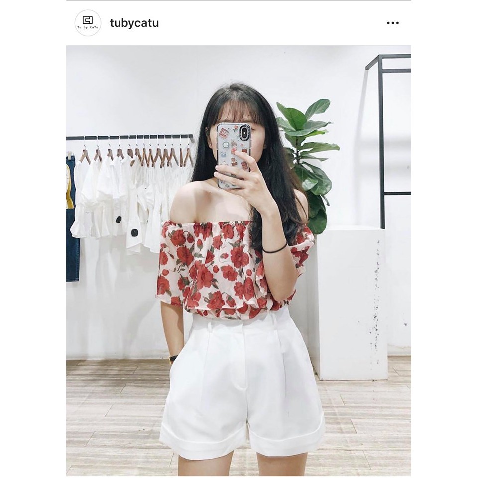TUBYCATU | Quần short trắng xắn lai