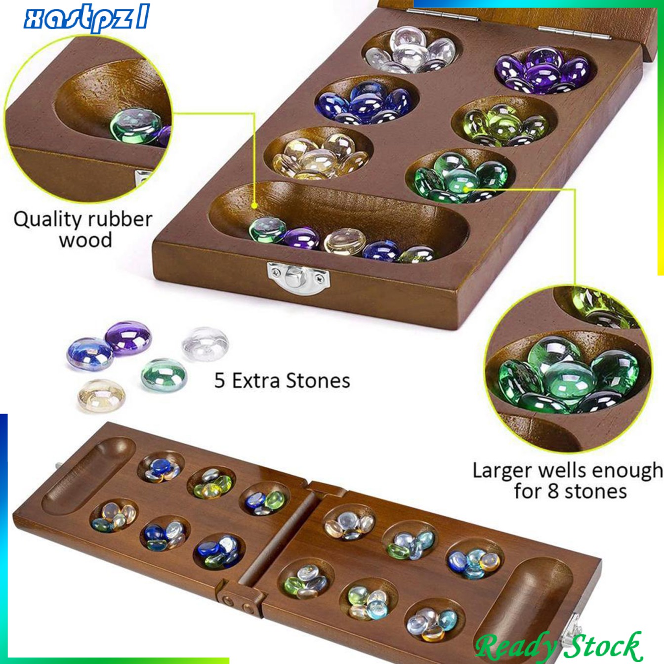 Bộ Trò Chơi Mancala Chiến Lược Bằng Gỗ Cho Trẻ Em Và Người Lớn