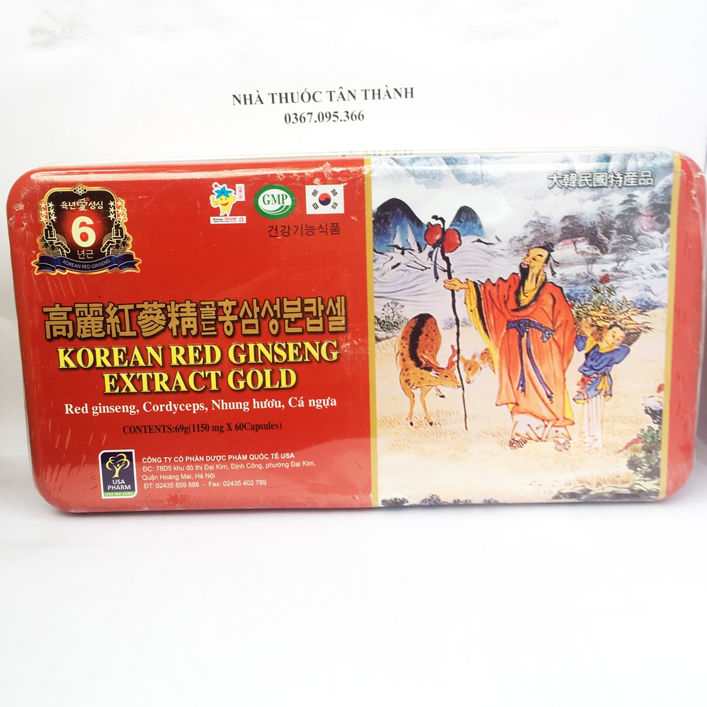 Đạm hồng sâm Korean Red Ginseng extract gold Hộp 60 viên