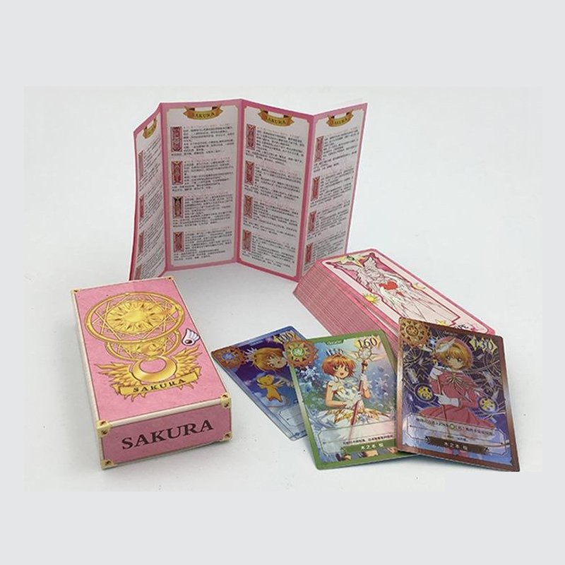 Hộp thẻ bài Clear Card Clow Cardcaptor pha lê Sakura Thủ lĩnh Tarot xanh hồng nâu