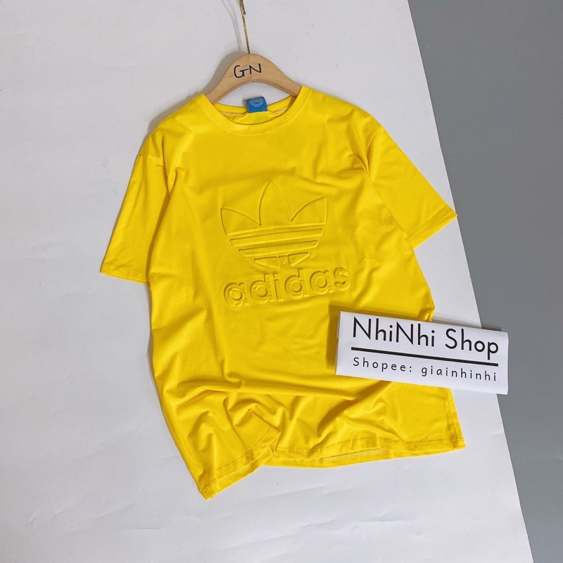 Áo phông nữ dập logo nổi dáng rộng, Áo thun form rộng dáng dài dấu quần T12312 - NhiNhi Shop