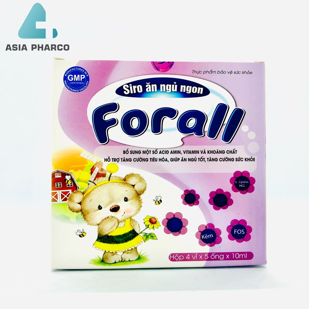 Siro Ăn Ngủ Ngon FORALL- Giúp trẻ ngủ ngon, thèm ăn (Hộp 4 vỉ x 5 ống 10ml)