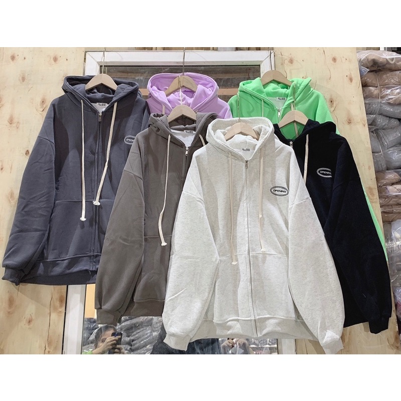 Áo Hoodie Kéo Khóa Lót Nhung, Lông Unissex Thêu Logo OPENING, Hoodie Form rộng | BigBuy360 - bigbuy360.vn