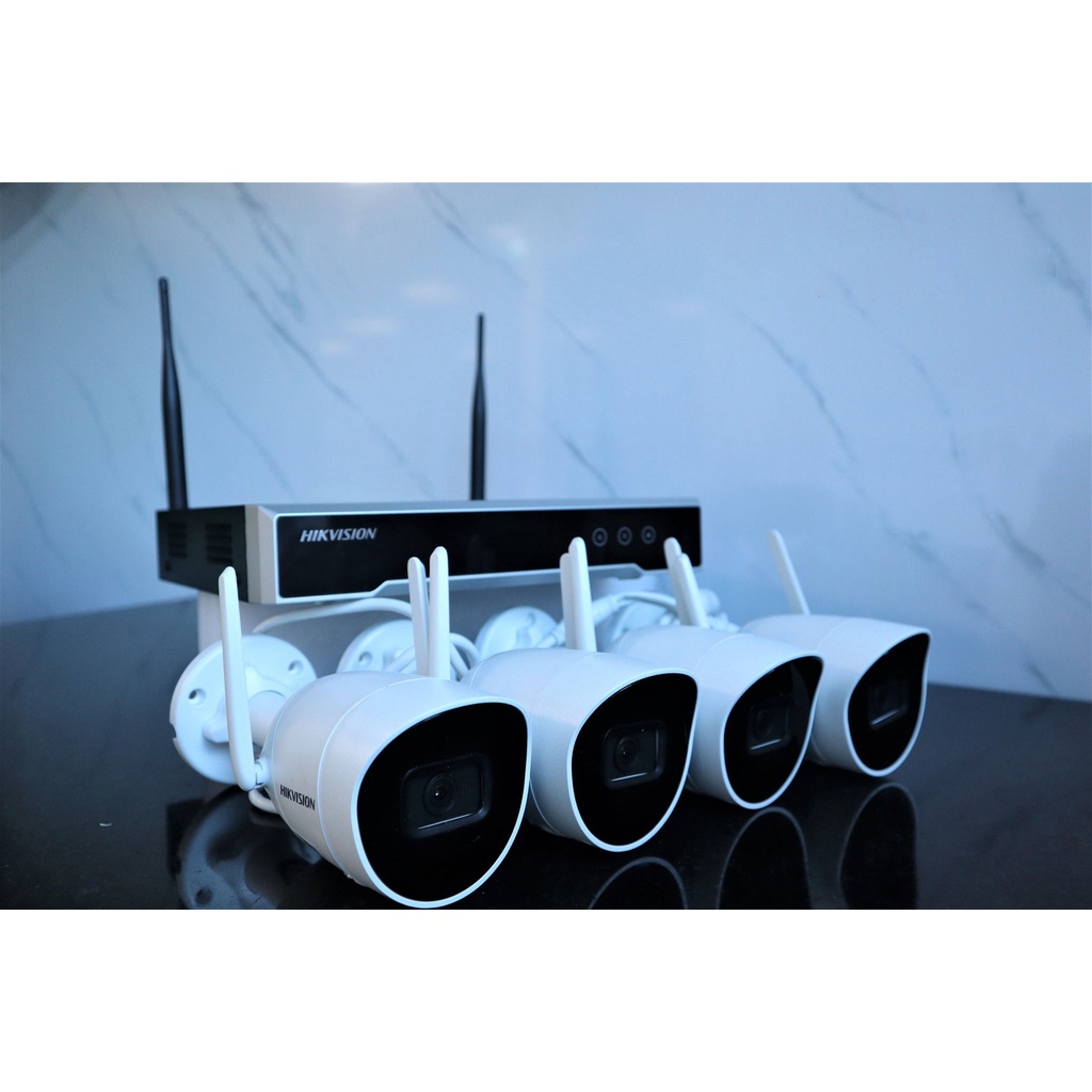 Bộ Kit Camera WiFi Ngoài Trời HIKVISION NK42W0H 4 Camera WiFi 2MP & 1 Đầu Ghi - Bảo Hành Chính Hãng 