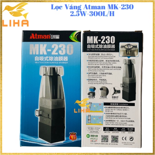 Lọc Váng Atman MK-230 (2.5W - 300L/H) - Tự Động Lên/ Xuống Theo Mặt Nước Trong Bể Cá Cảnh, Bể Thủy Sinh