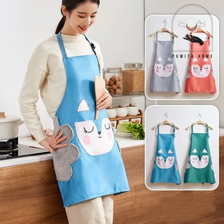 Tạp Dề Nấu Ăn Tạp Dề Chống Thấm Nước Tạp Dề Vải Có Khăn Lau Tay Bên Hông Họa Tiết Đẹp Cao Cấp PUMITA