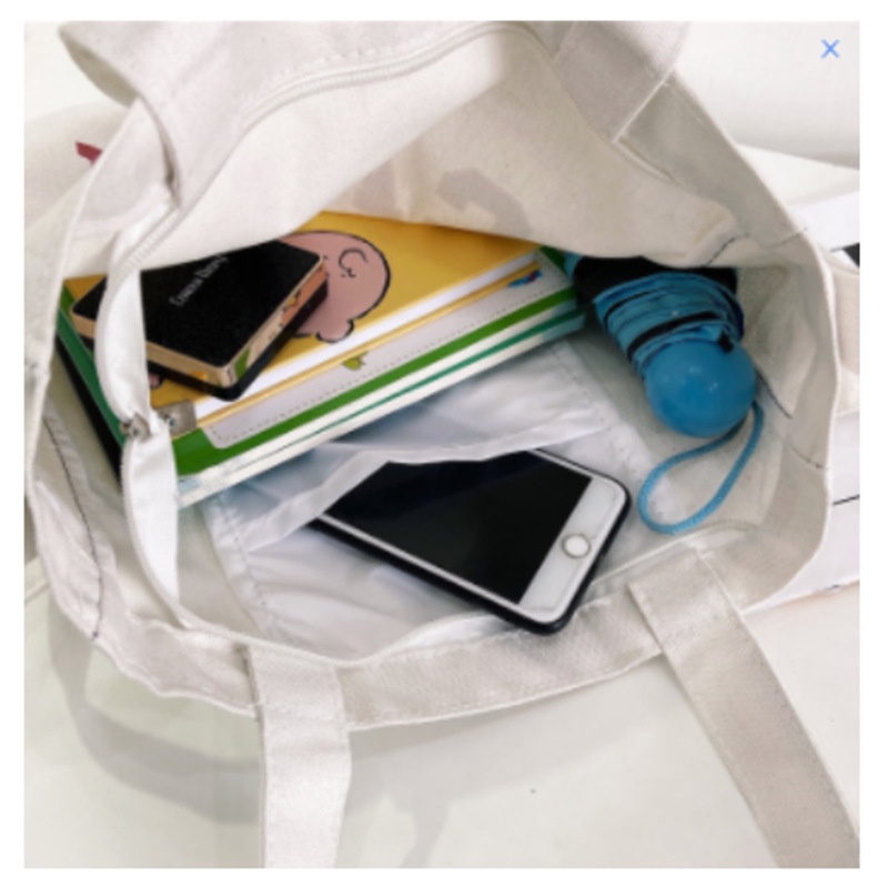 Túi tote vải canvas ulzzang unisex đi học đi làm có khoá miệng, có ngăn phụ in chữ LUNATIC màu be