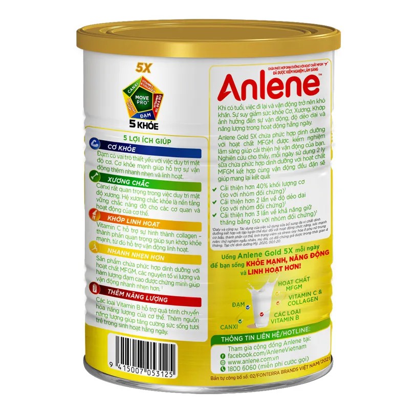 Sữa bột Anlene Gold 5X hương vani lon 400g