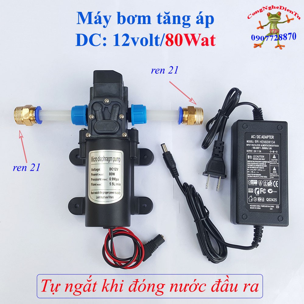 Bộ máy bơm tăng áp 80w có ren 21