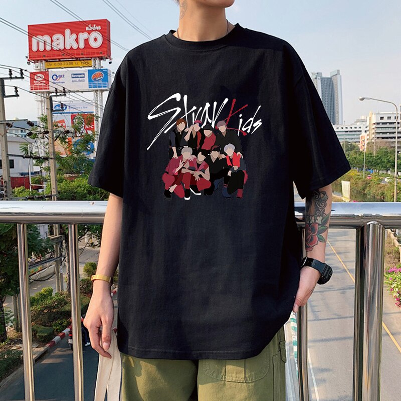 ÁO THUN COTTON BTS KPOP Áo Nam Thời Trang Dạo Phố Harajuku StrayKids