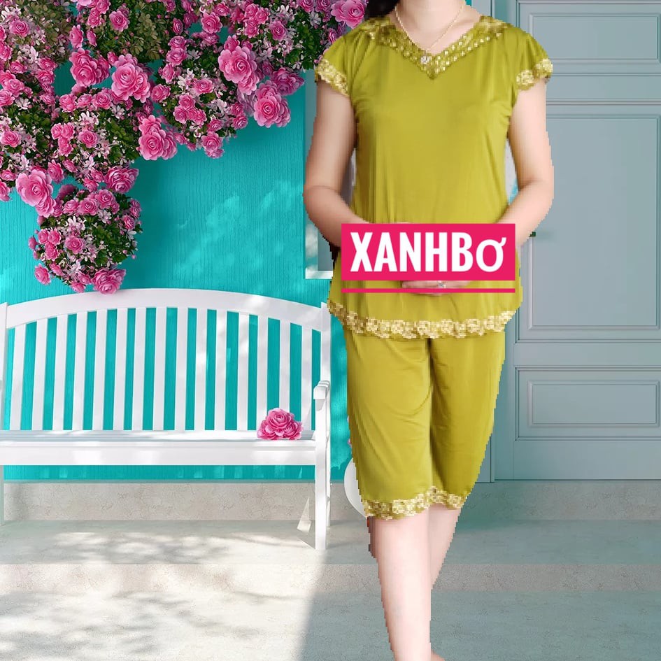 Đồ bộ thun lạnh lửng cổ tim 74-85kg