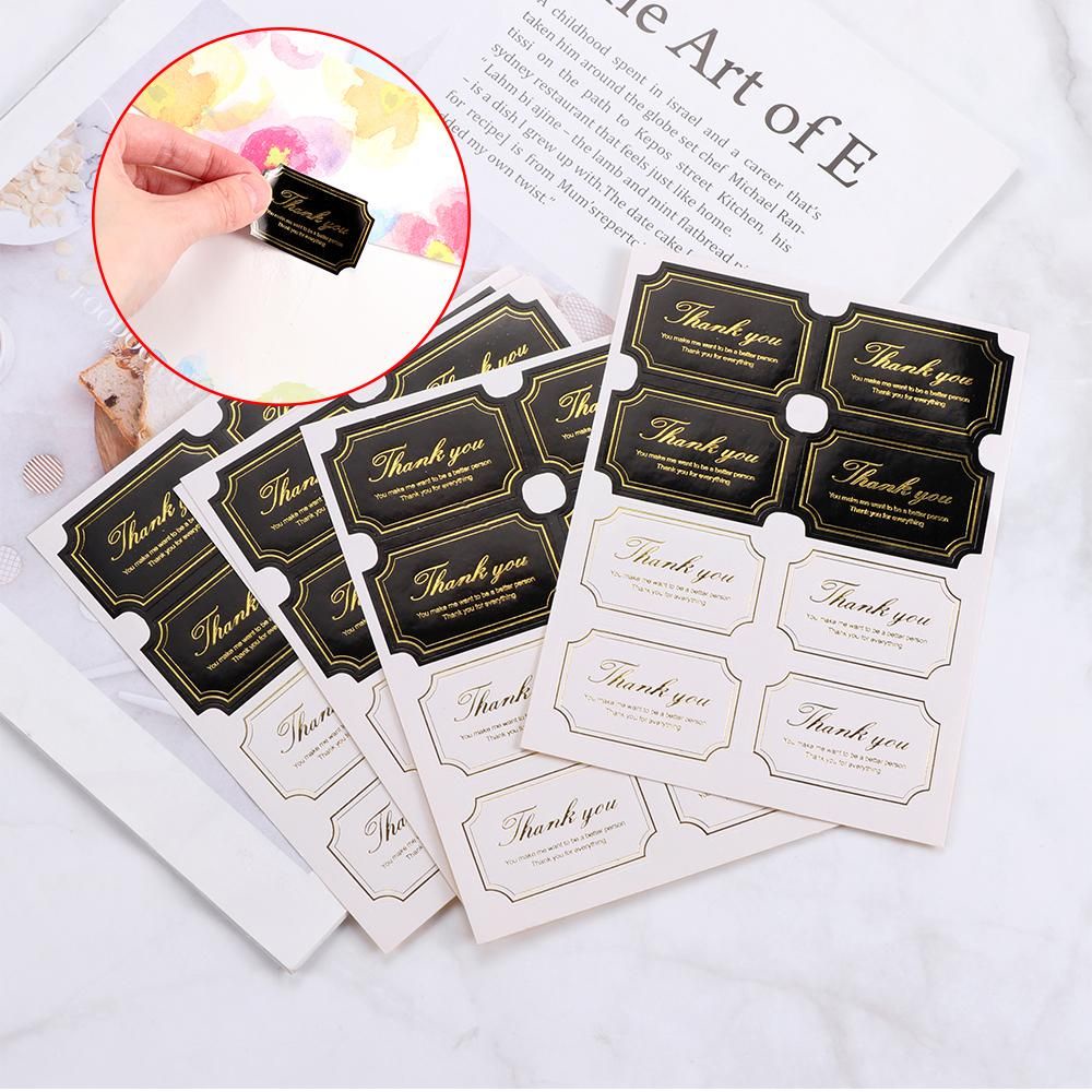 Set 40/60 Nhãn Dán Niêm Phong Trang Trí Hộp Quà In Chữ Thank You Handmade