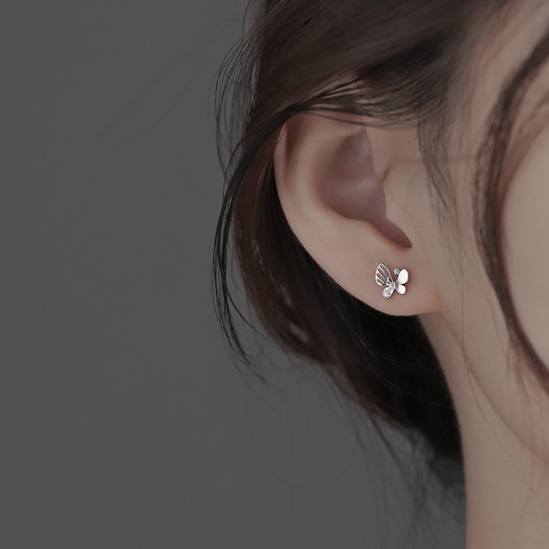 Bông tai bướm đá quý sang trọng phong cách hàn quốc thời trang bông tai nữ cao cấp đơn giản