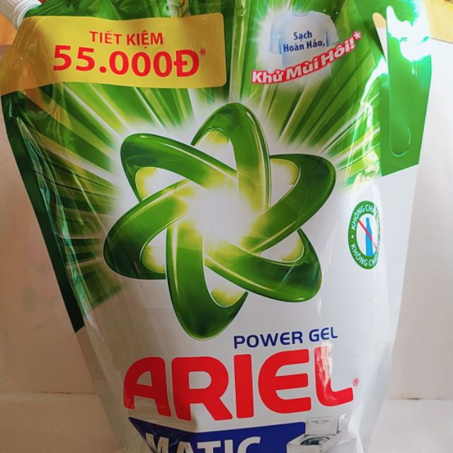 Nước giặt khử mùi hôi Ariel giặt đc cả cửa trên và trước 2,3kg /1 gói