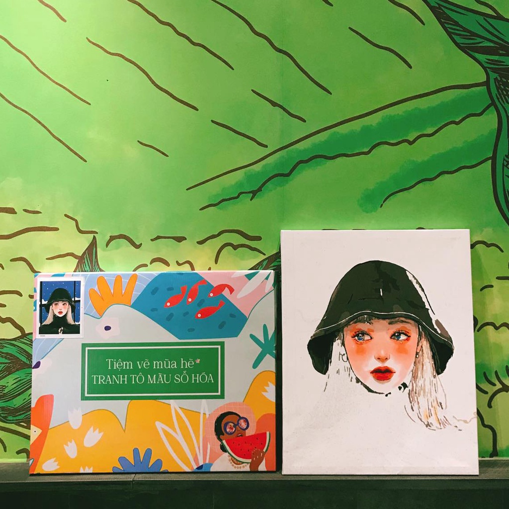 ✅Tranh tô màu theo số - Chú mèo hoa hướng dương đã căng khung 40x50cm 20 màu