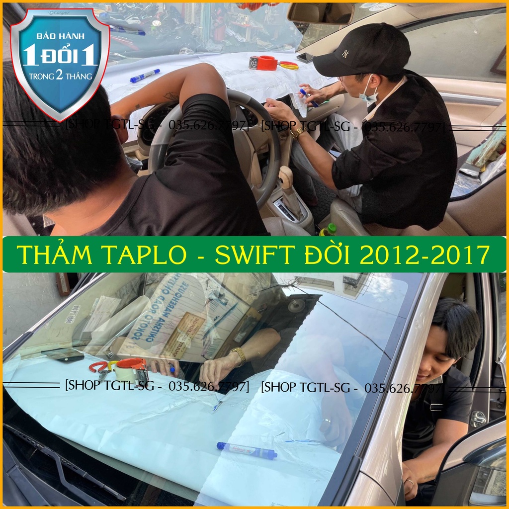 [Swift đời 2012 đến 2017] Thảm taplo ô tô suzuki da vân gỗ,da cacbon,da nỉ đen và nhung lông cừu chống nắng dày 3 lớp