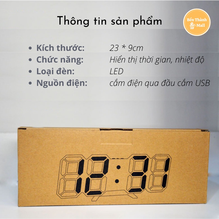 Đồng hồ LED 3D treo tường, để bàn thông minh với 3 chế độ hiển thị