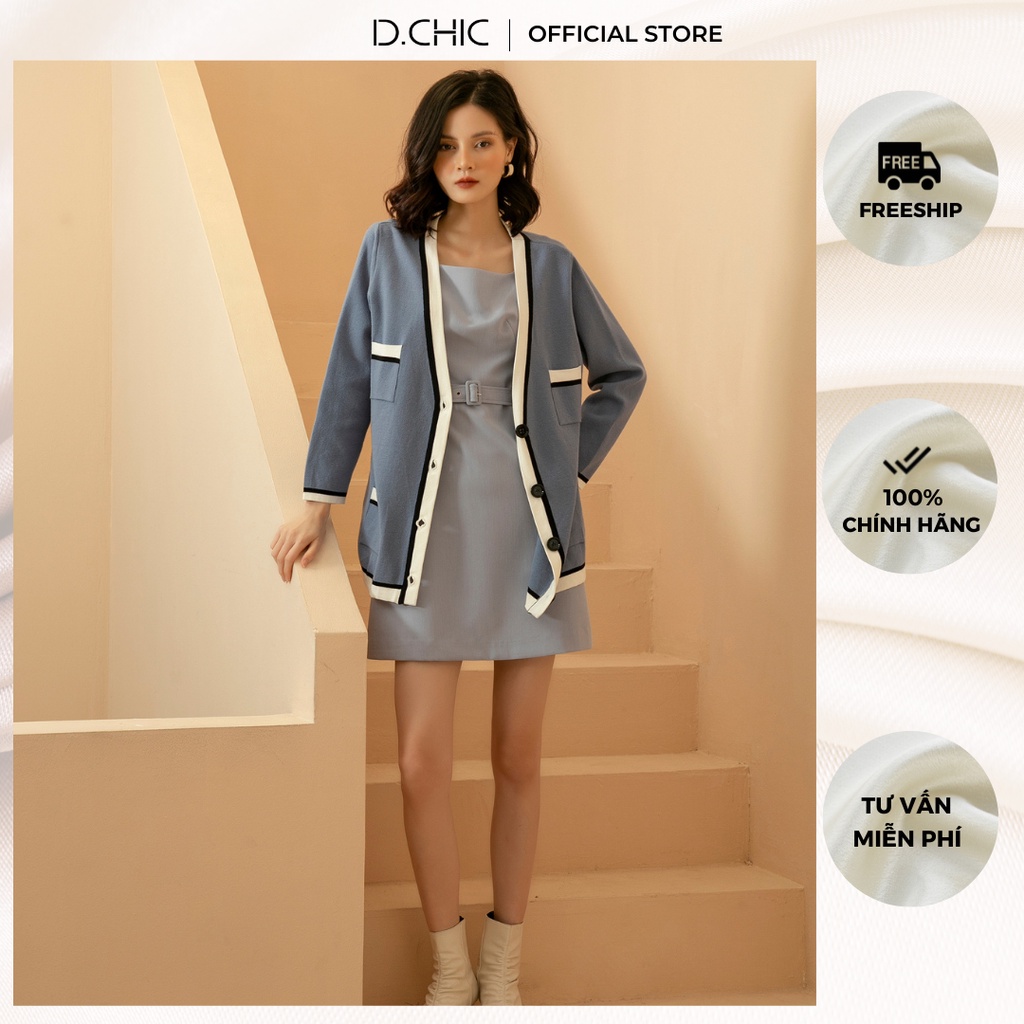 Váy cổ vuông sát nách thắt đai eo D.CHIC - 2812831