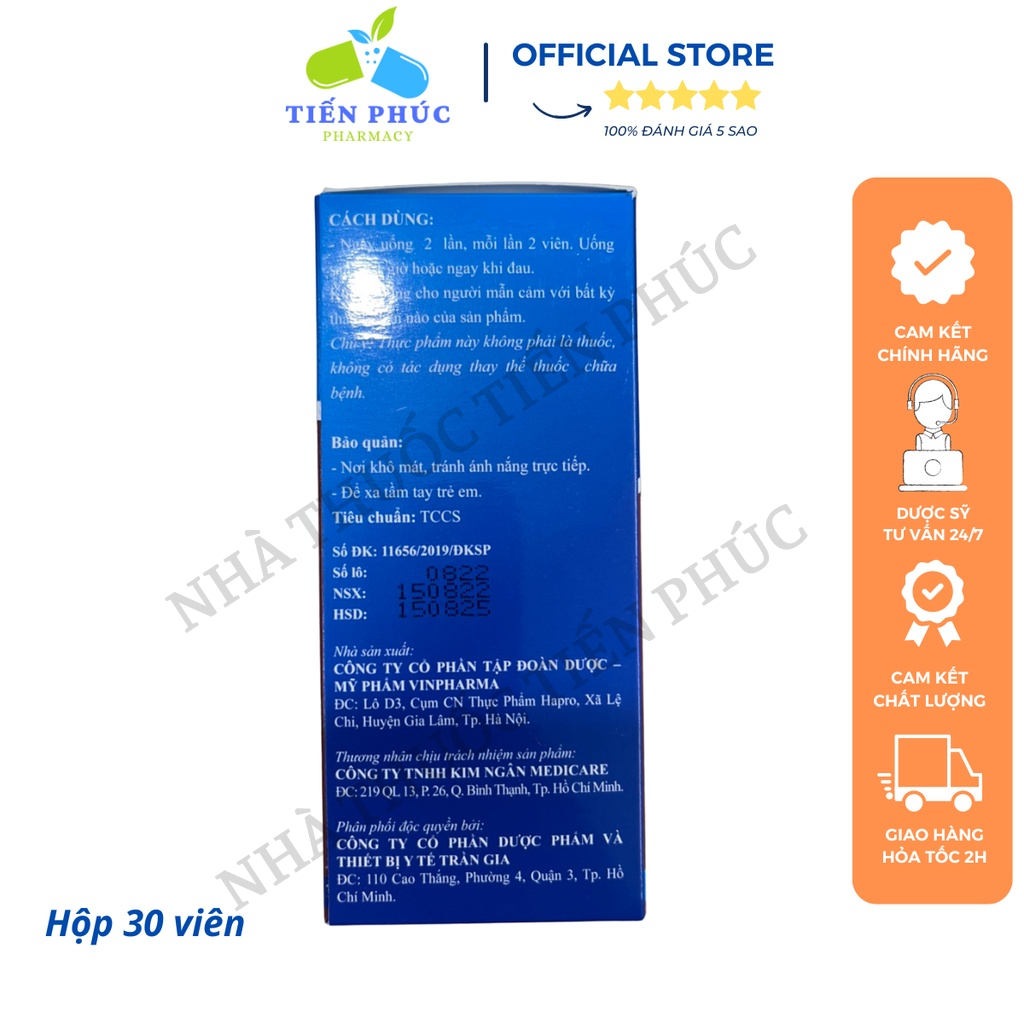 Viên uống tràng vị thống trần gia - Giúp bảo vệ niêm mạc dạ dày. hỗ trợ giảm viêm loét dạ dày, tá tràng Hộp 30 viên