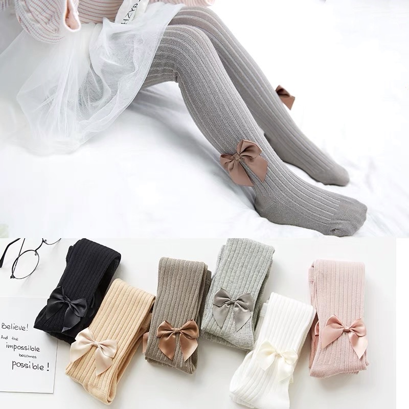 Quần tất bé gái đính nơ xinh xắn nhiều màu sắc đơn giản thời trang