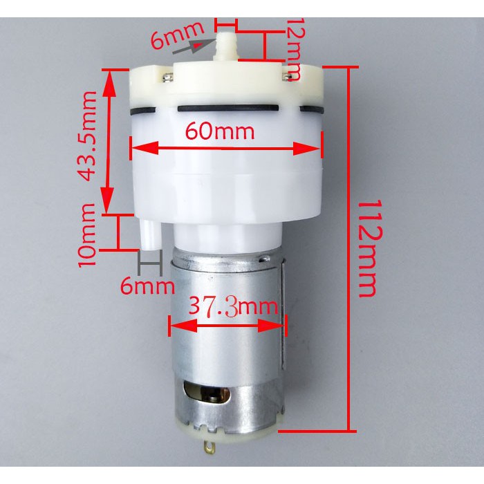 Máy bơm hút chân không mini, tách kính, thổi oxy 12V – 24V tự mồi chống ồn