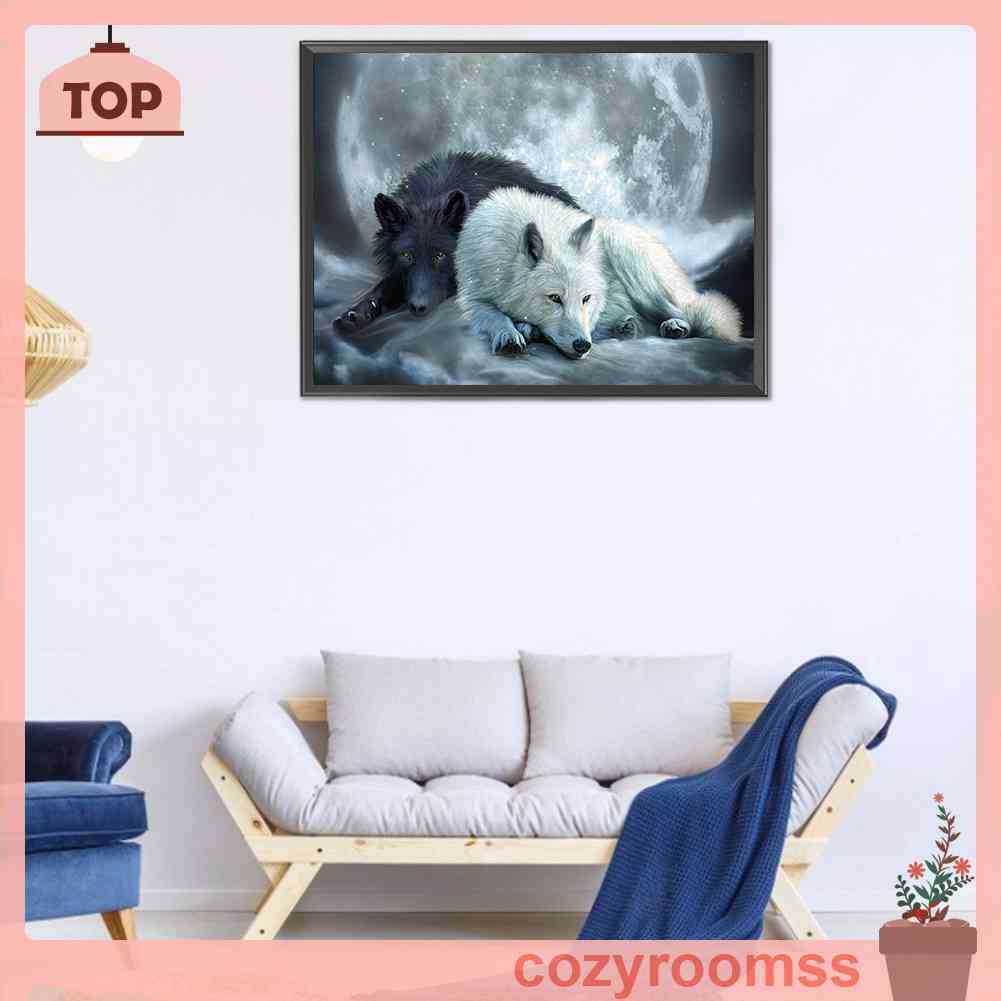 Tranh Đính Đá Kim Cương Toàn Bộ 5D DIY Hình Vẽ Chó Sói