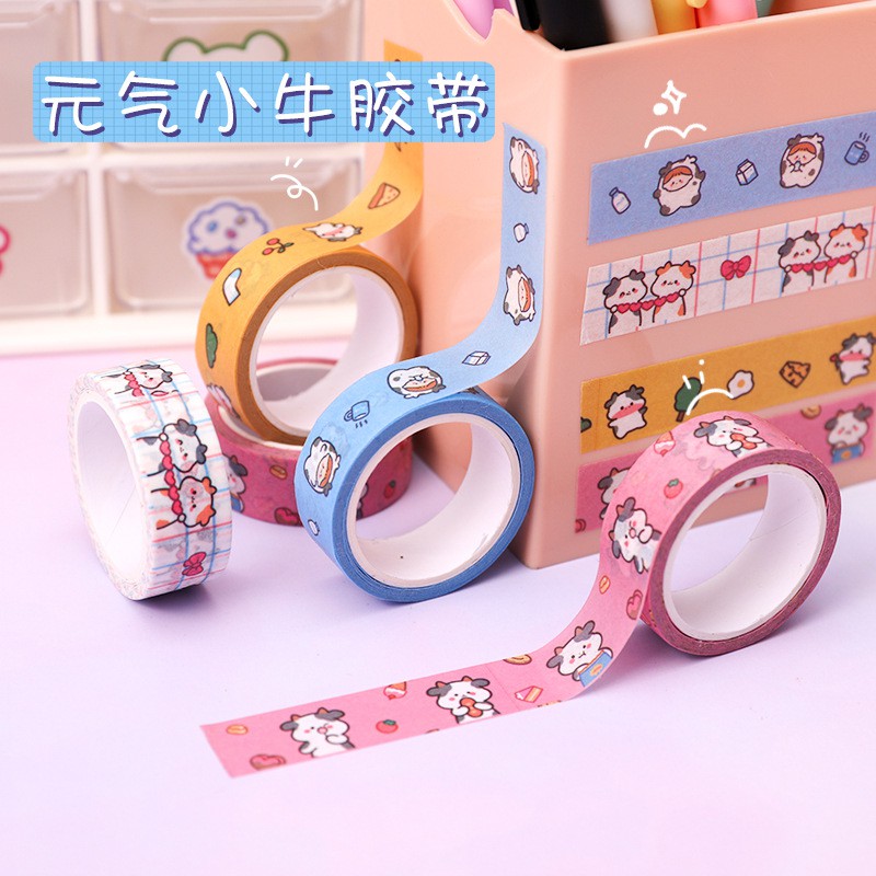 Washi tape cute 1.5cm x 5m họa tiết Bò Sữa 4 phân loại lựa chọn BMBooks