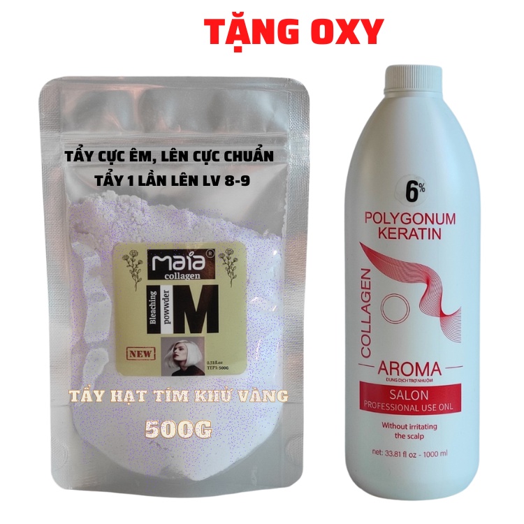 [Tặng oxy]Bột tẩy Maia  500g CN Nhật, chống xót tối đa, tẩy 1 lần lên tông 8,9