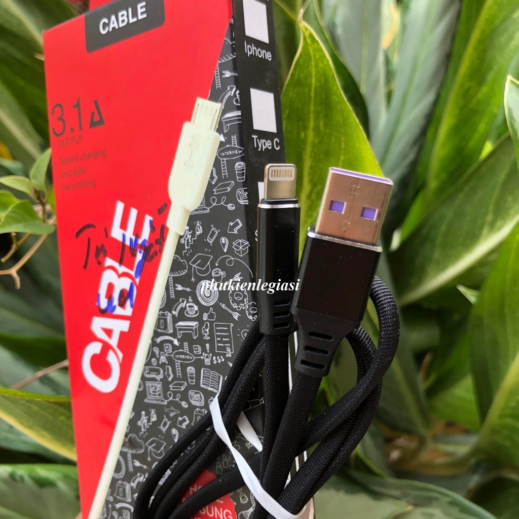 Cáp sạc tự ngắt báo Led dây bện dù