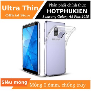 Ốp lưng dẻo silicon cho Samsung Galaxy A8 Plus 2018 hiệu Ultra thin (0.6mm, trong suốt,chống trầy) - Hàng chính hãng