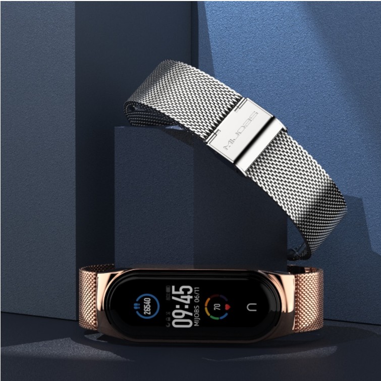 Dây đeo kim loại mắt lưới Mijobs CS / PLUS Mi band 3/4/5 - dây đeo thay thế mi band 3/4/5