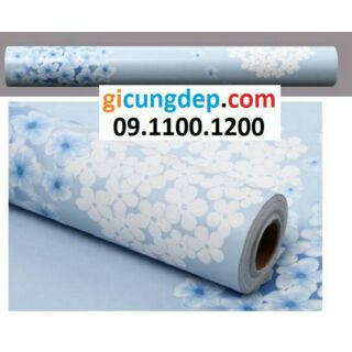 Giấy dán tường tú cầu xanh
