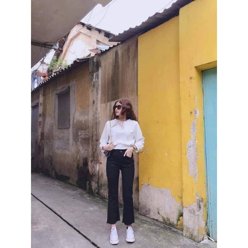 Quần Jeans Nữ Ống Loe Đen Trơn [có BIG SIZE] | BigBuy360 - bigbuy360.vn