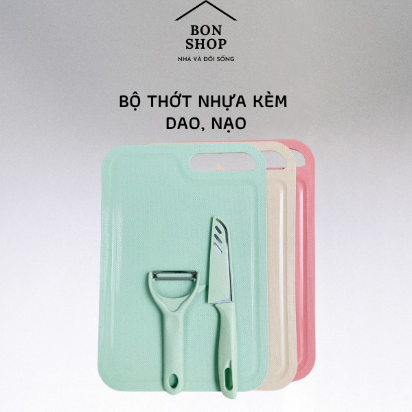 Thớt nhựa kháng khuẩn, chất liệu lúa mạch cao cấp an toàn chống ẩm mốc kích thước 35x23cm tặng bộ da