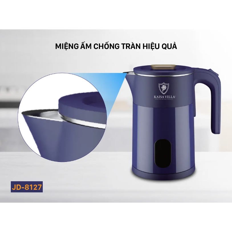 Ấm Siêu Tốc Kaisavilla Công Suất Mạnh Mẽ 1500W Dung Tích 1,8L Chất Liệu Ruột Inox 304 Bảo Hành 1 Năm