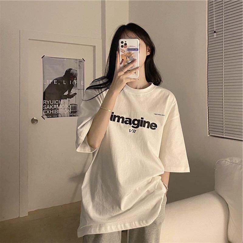 Áo Thun Tay Lỡ Unisex Nam Nữ Form Rộng Imagine