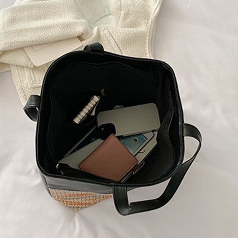 Túi tote YADOU da pu màu trơn họa tiết hình thoi đơn giản thời trang cho nữ