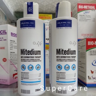 Alkin Mitedium 200 Ml - Sữa Tắm Hỗ Trợ Mọc Lông , Trị Ve Ghẻ, Viêm Da Chó Mèo