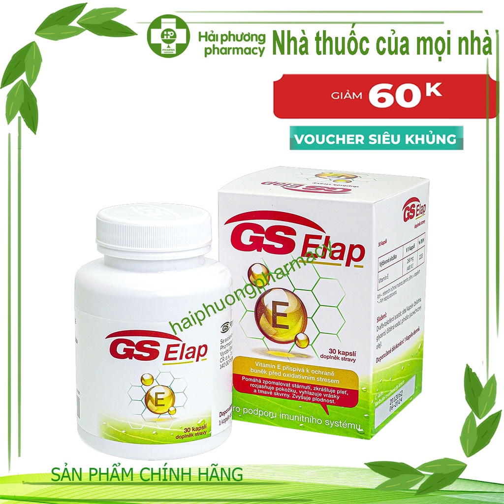 Vitamin E 400IU GS Elap - Bổ sung Vitamin E giúp chống oxy hoá ,làm đẹp da,sáng da ( Hộp 30v )