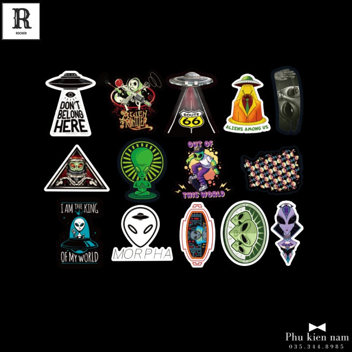 Sticker PVC Chống nước Hình dán trang trí Tường Alien ST026