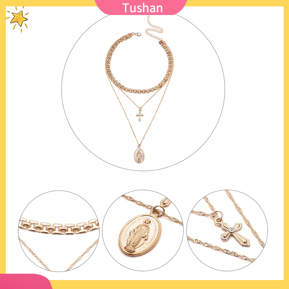 Vòng cổ choker nhiều lớp hình thánh giá tush _